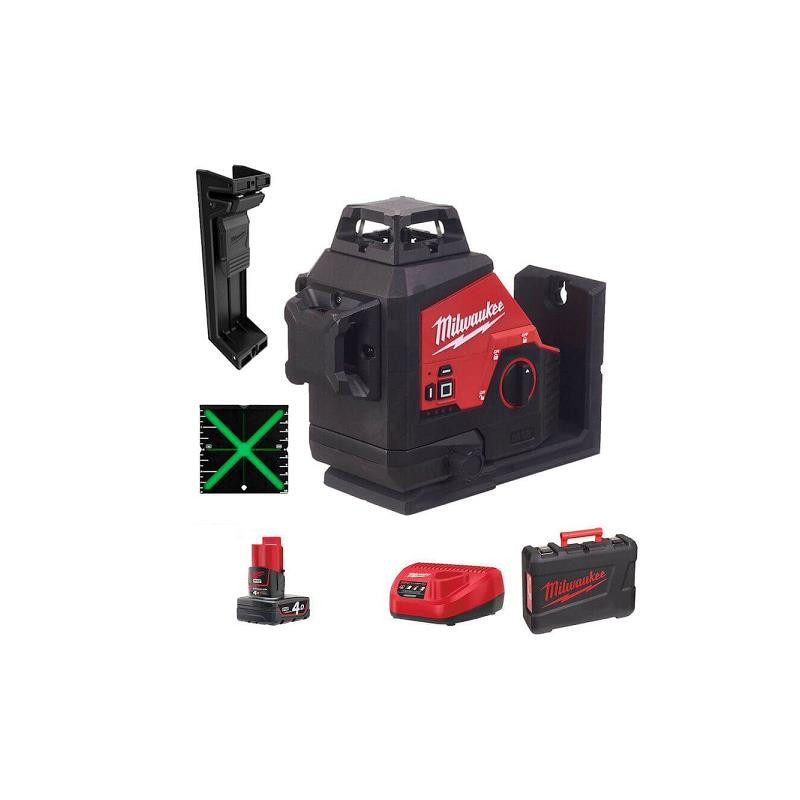Nivel Lazer Milwaukeev 3 linhas verde M12 3PL-401C