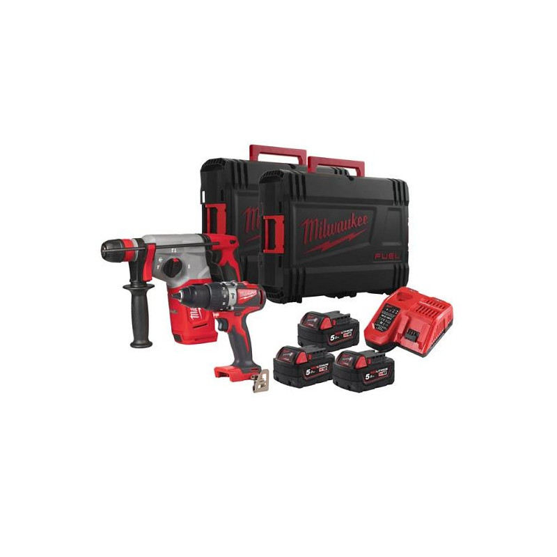 Conjunto 2 Maquinas Milwaukee M18BLPP2C2-502X, Aparafusadora M18BLHX + M18BLPD2