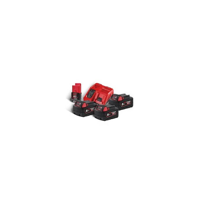 Kit Milwaukee, Carregador + 3 Baterias 18V 5.0AH + 1 de 12V 2AH