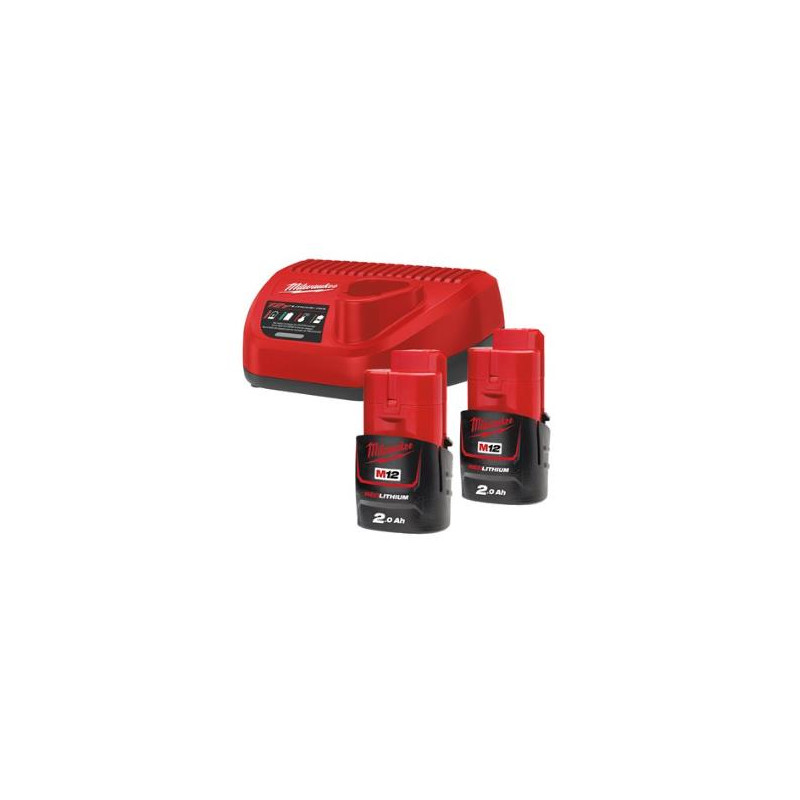 Kit Milwaukee, Carregador + 2 Baterias 12V 2.0AH