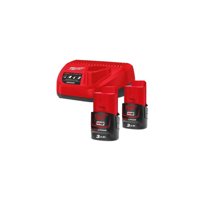 Kit Milwaukee, Carregador + 2 Baterias 12V 3.0AH