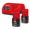 Kit Milwaukee, Carregador + 2 Baterias 12V 3.0AH