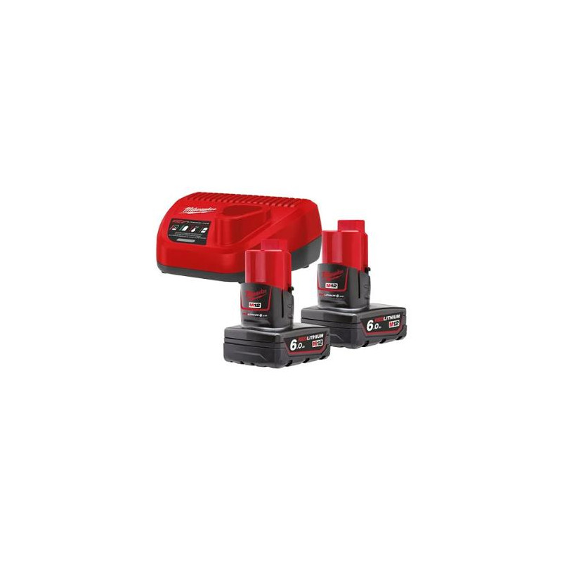 Kit Milwaukee, Carregador + 2 Baterias 12V 6.0AH