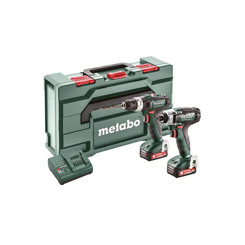 Combo Berbequim Percução SB12 + Aparafus. Impacto SSD12 Metabo PowerMaxx 2x2,Ah