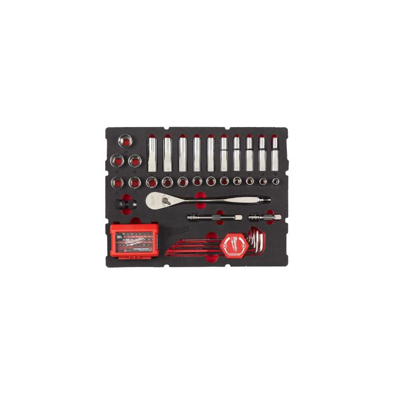 Espuma PACKOUT 2 Chaves allen, ch.caixa 1/2" e pontas Milwaukee