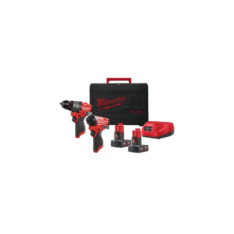 Conjunto 2 Maquinas Milwaukee M12 FPP2A2-602X, Aparafusadora 12V M12FPD2 + M12FID2