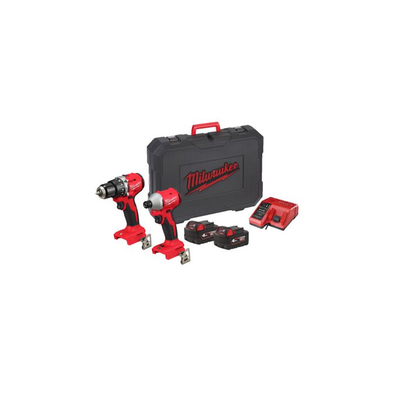 Conjunto 2 Maquinas Milwaukee M18BLCPP2A-402C, Aparafusadora M18BLPDRC + M18BLIDRC